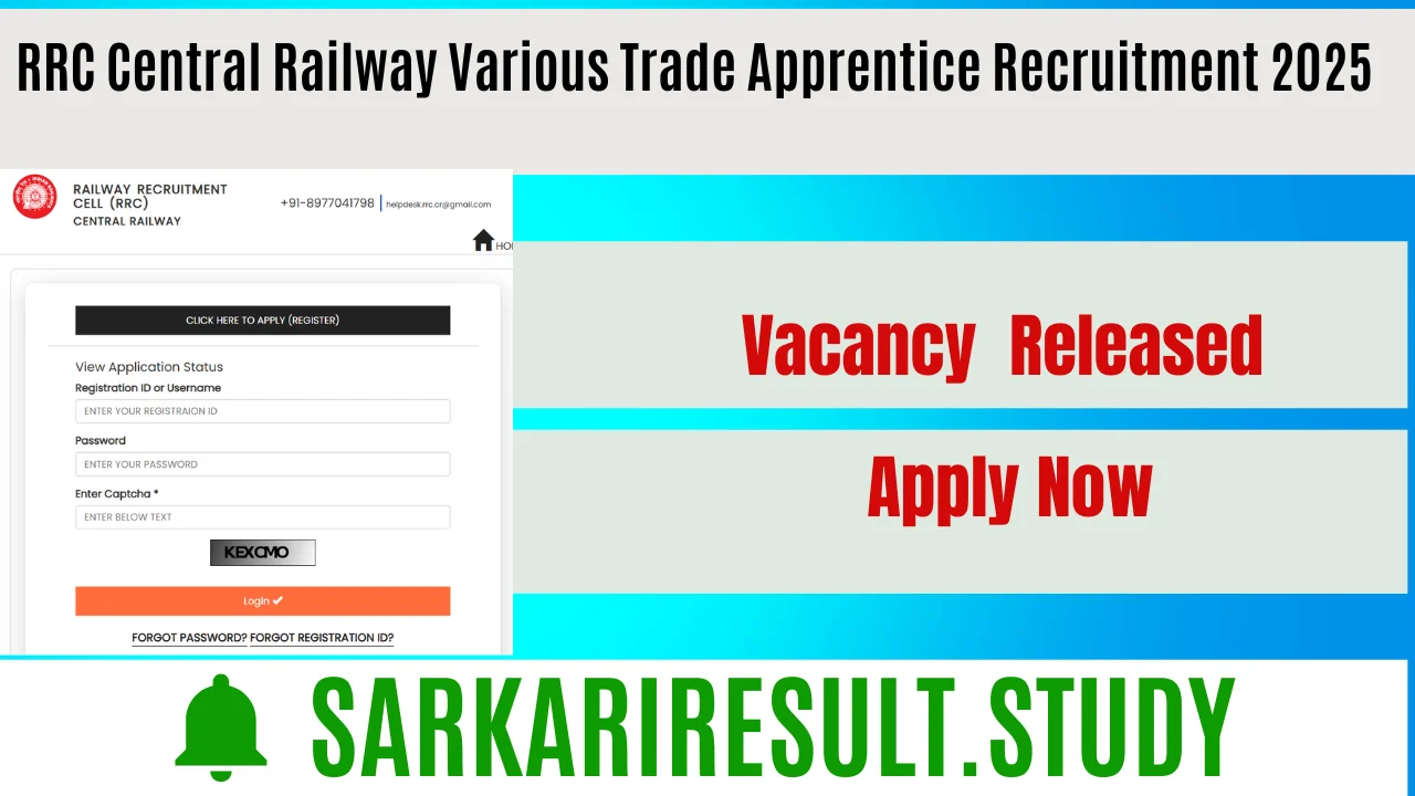 RRC CR Various Trade Apprentice Recruitment 2025