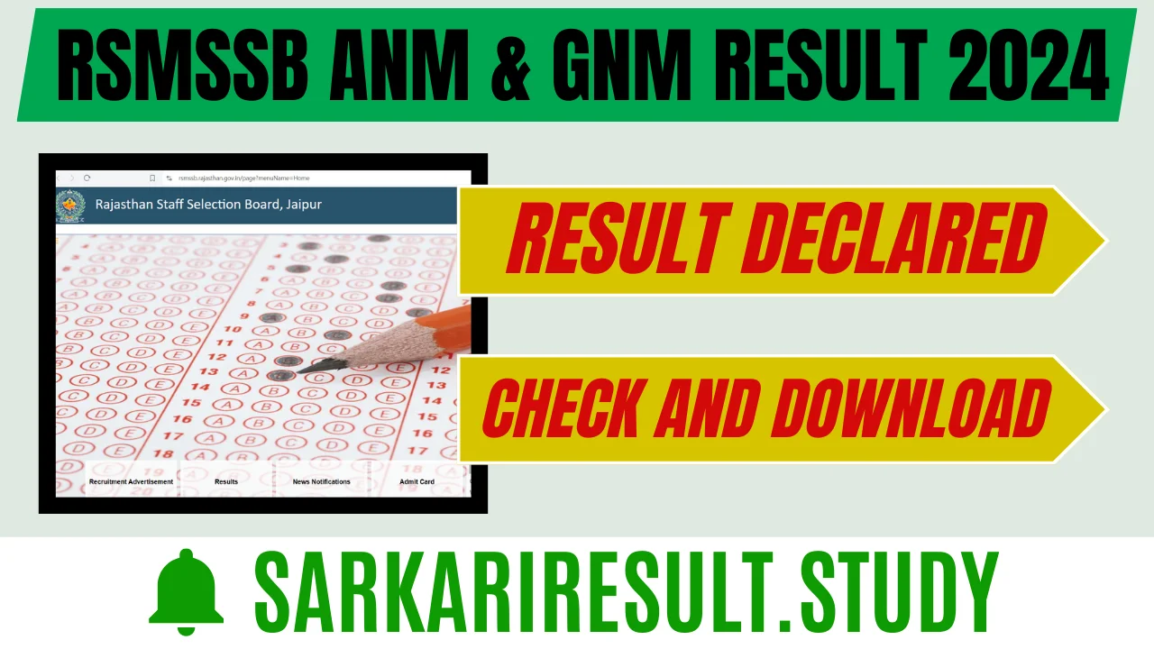RSMSSB ANM & GNM Result 2024