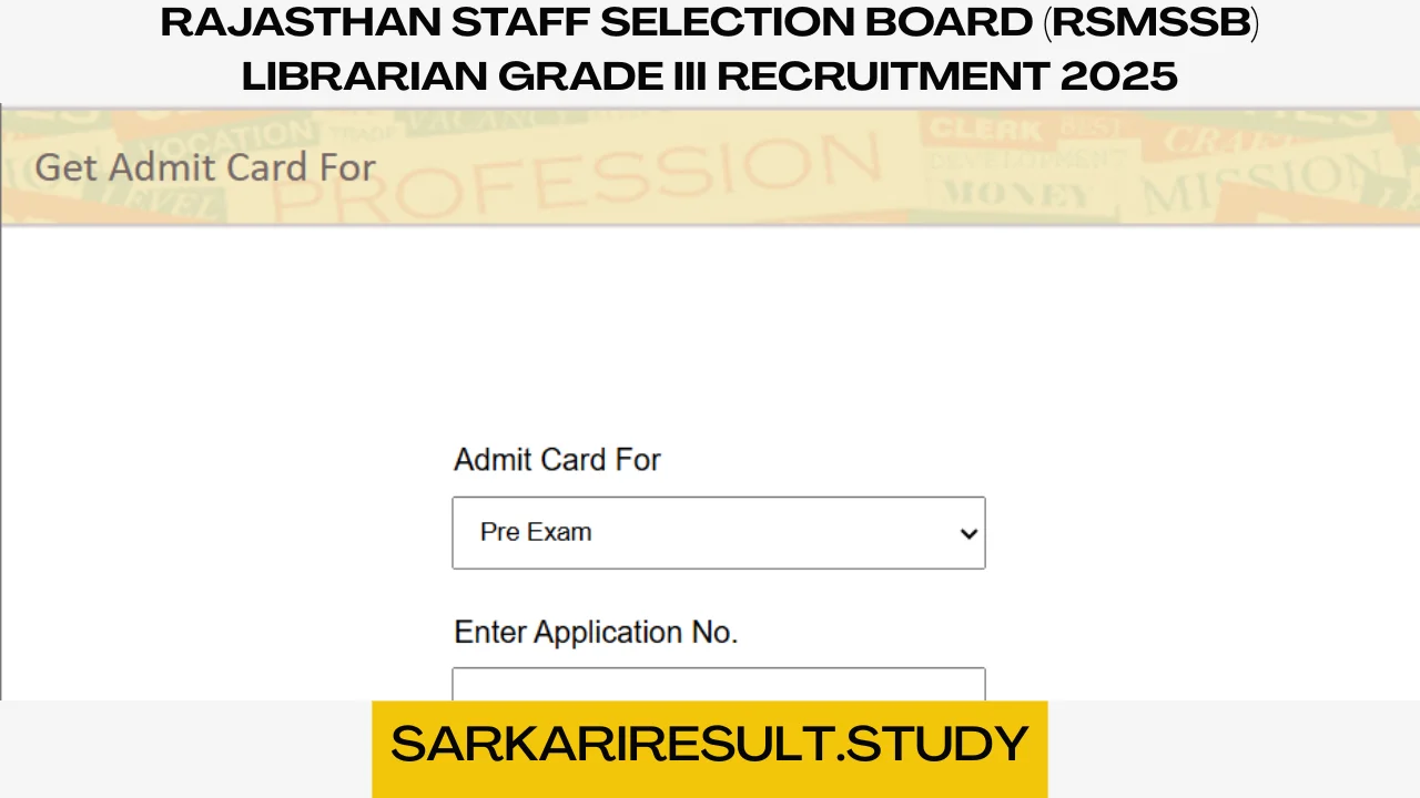 RSMSSB Librarian Grade III Recruitment 2025 Admit Card 