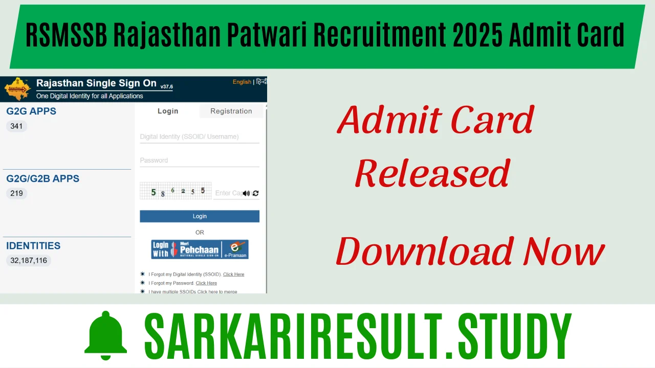 RSMSSB Rajasthan Patwari Recruitment 2025 Admit Card 