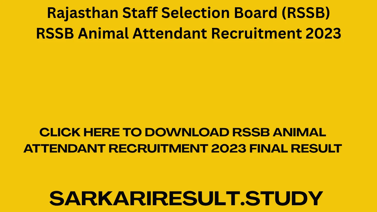 RSSB Animal Attendant Recruitment 2023 Final Result