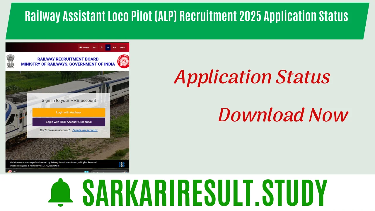 Railway Assistant Loco Pilot (ALP) Recruitment 2025 Application Status 