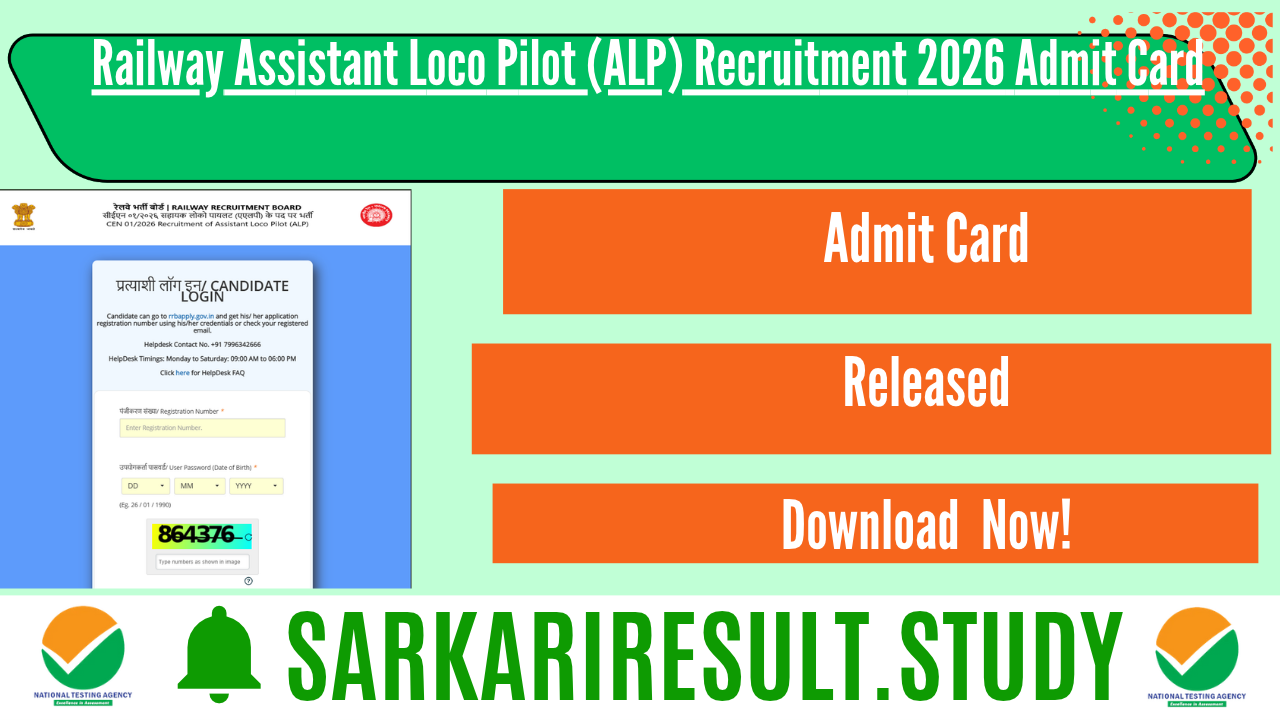 RRB Assistant Loco Pilot (ALP) Recruitment 2026 Admit Card