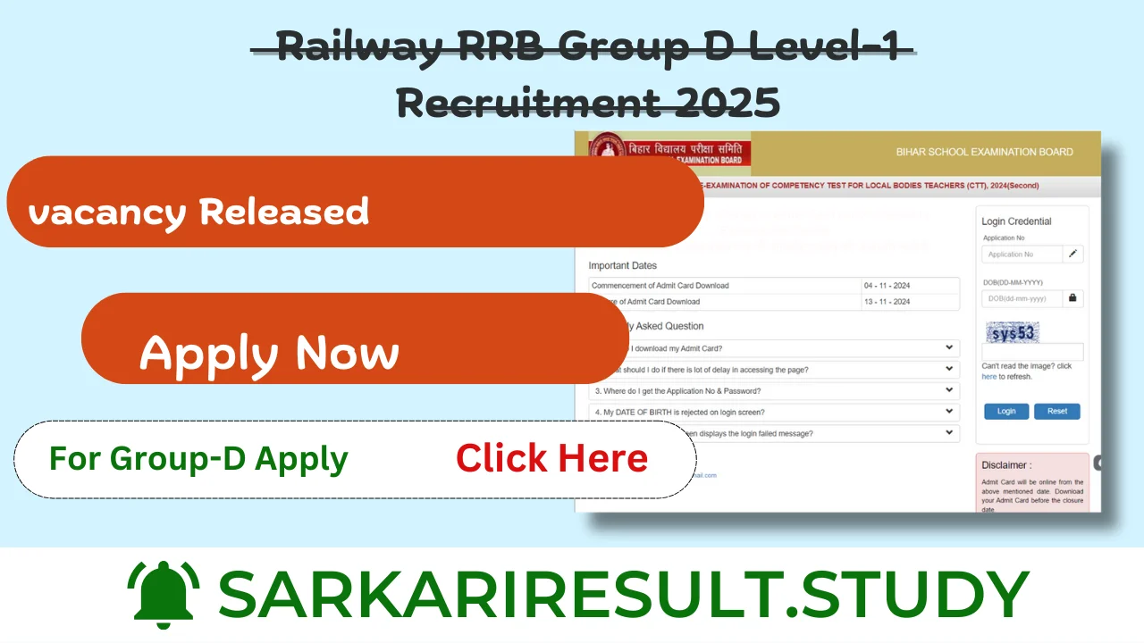 Railway RRB Group D Level-1 Recruitment 2025