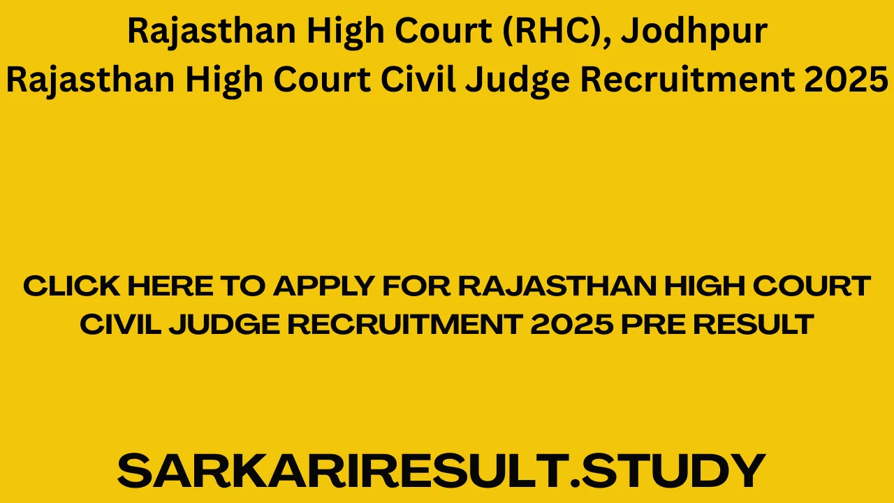 Rajasthan HC Civil Judge Recruitment 2025 Pre Result