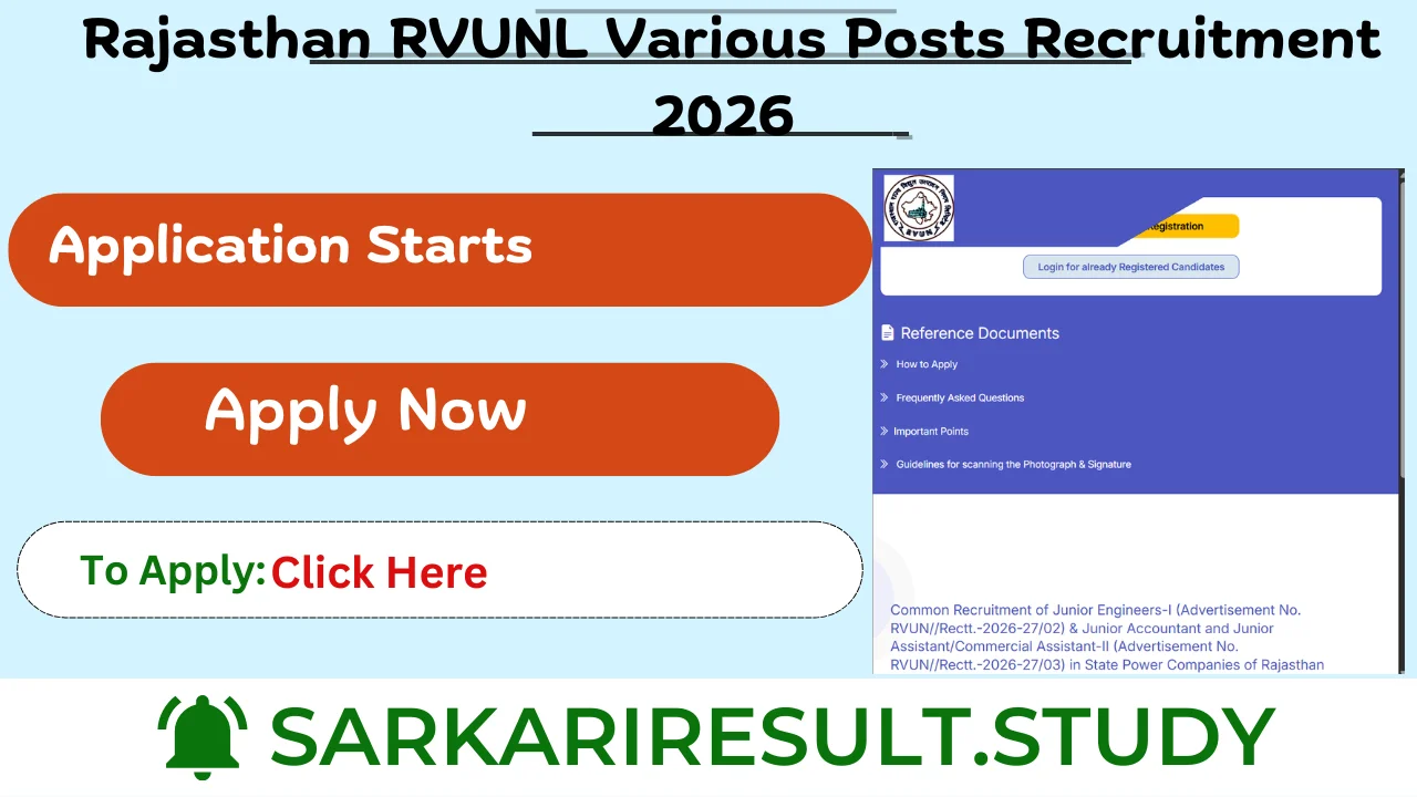 Rajasthan RVUNL Various Posts Recruitment 2026 