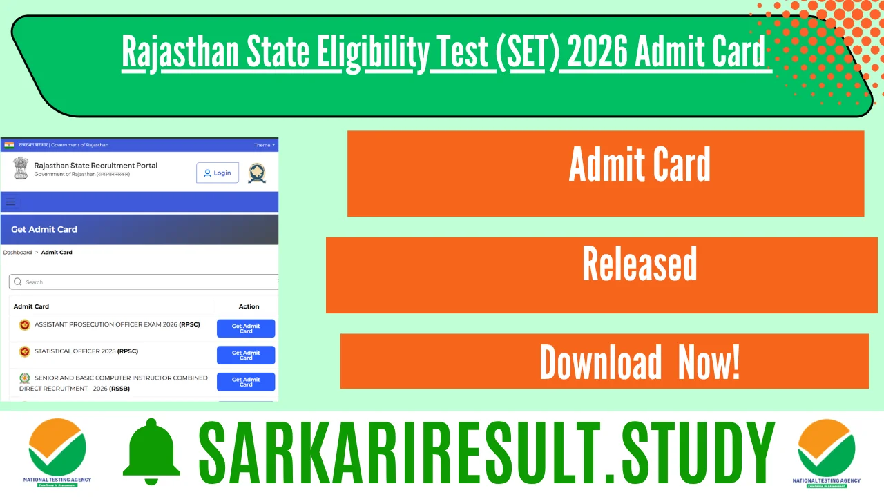 Rajasthan State Eligibility Test (SET) 2026 Admit Card 