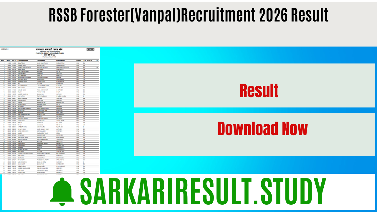 RSSB Forester(Vanpal)Recruitment 2026 Result