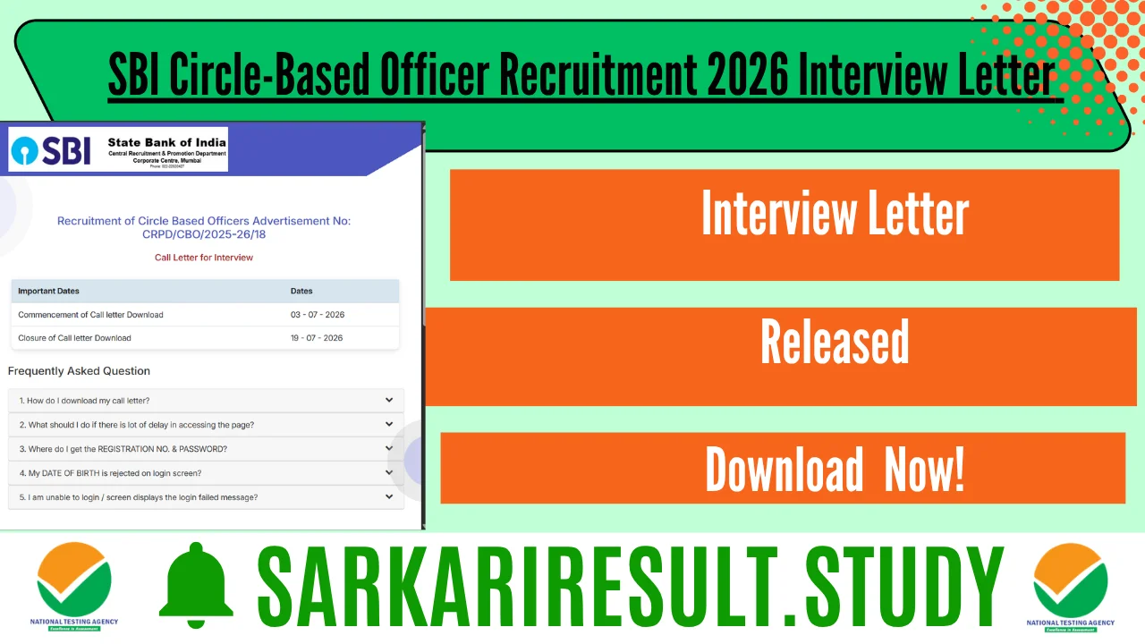 SBI CBO Circle-Based Officer Recruitment 2026 Interview Letter 