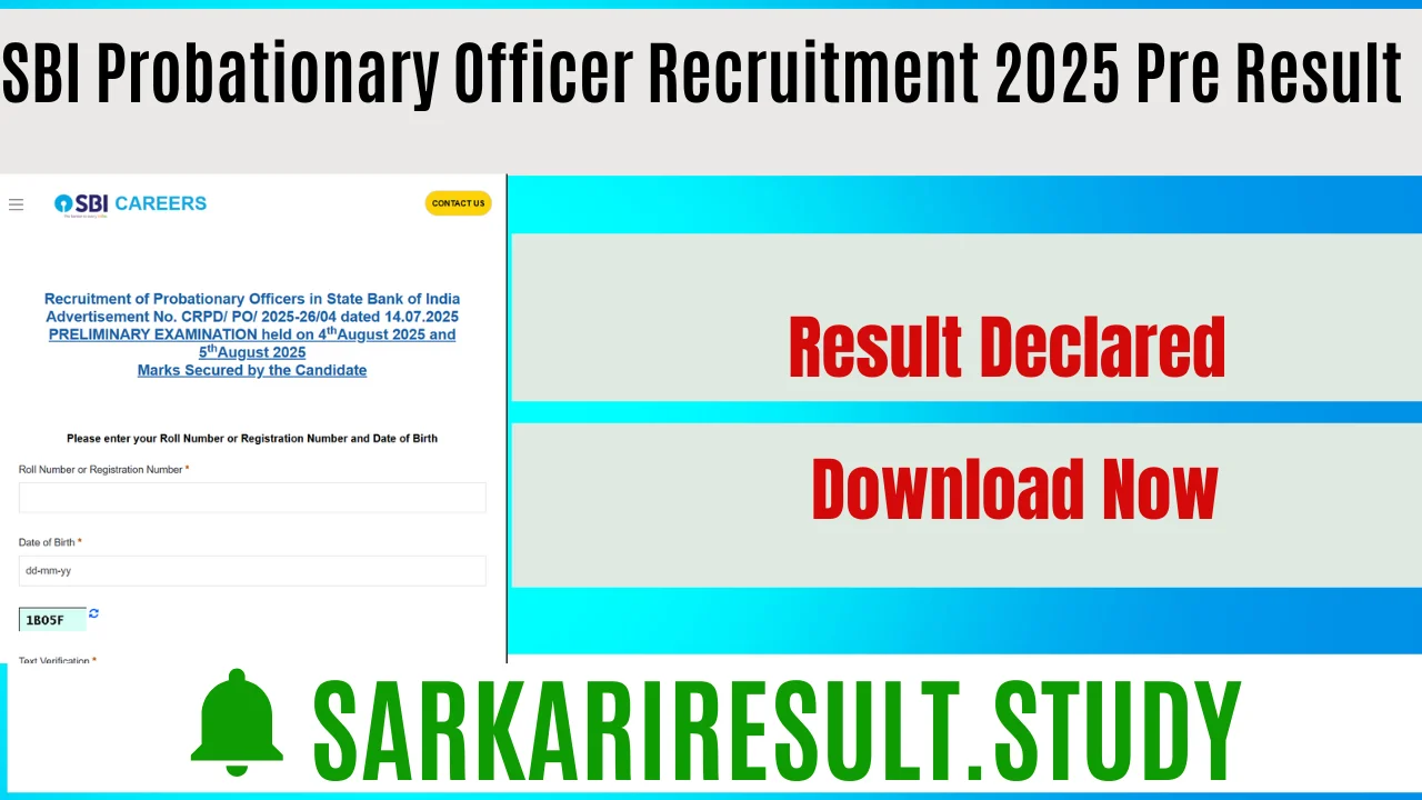 SBI PO Recruitment 2025 Pre Admit Card Result