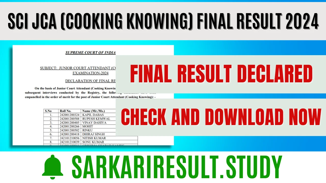 SCI JCA (Cooking Knowing) Final Result 2024