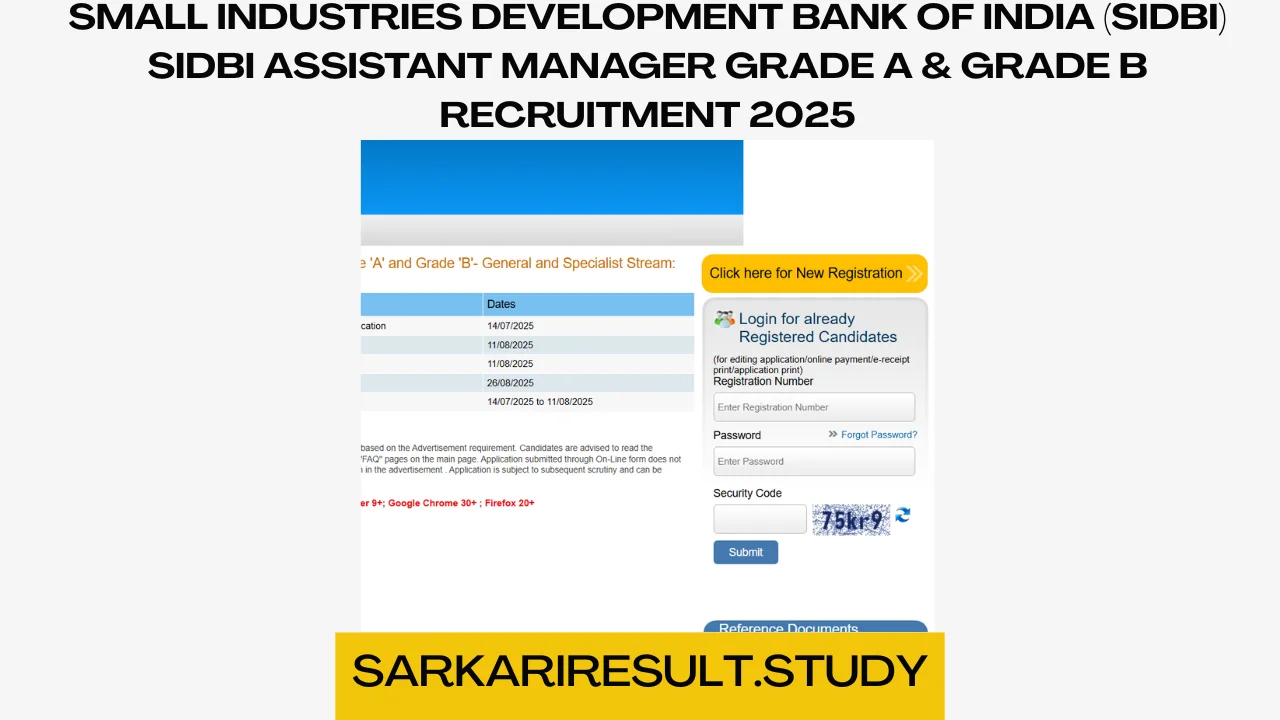SIDBI Assistant Manager Grade A & Grade B Recruitment 2025