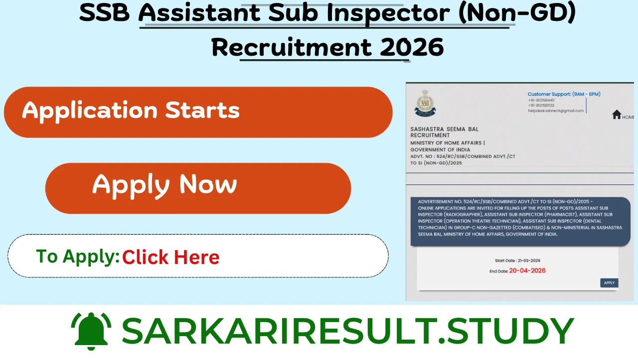 SSB ASI (Non-GD) Recruitment 2026