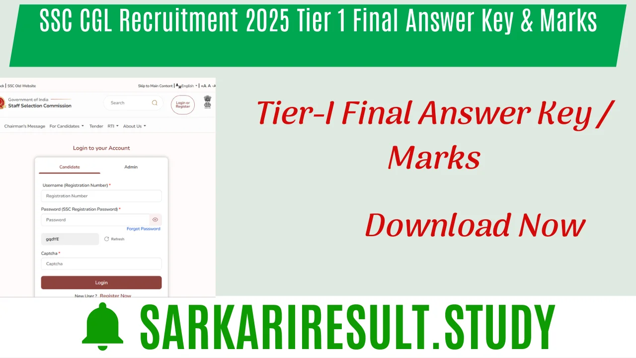 SSC CGL Recruitment 2025 Tier 1 Final Answer Key & Marks