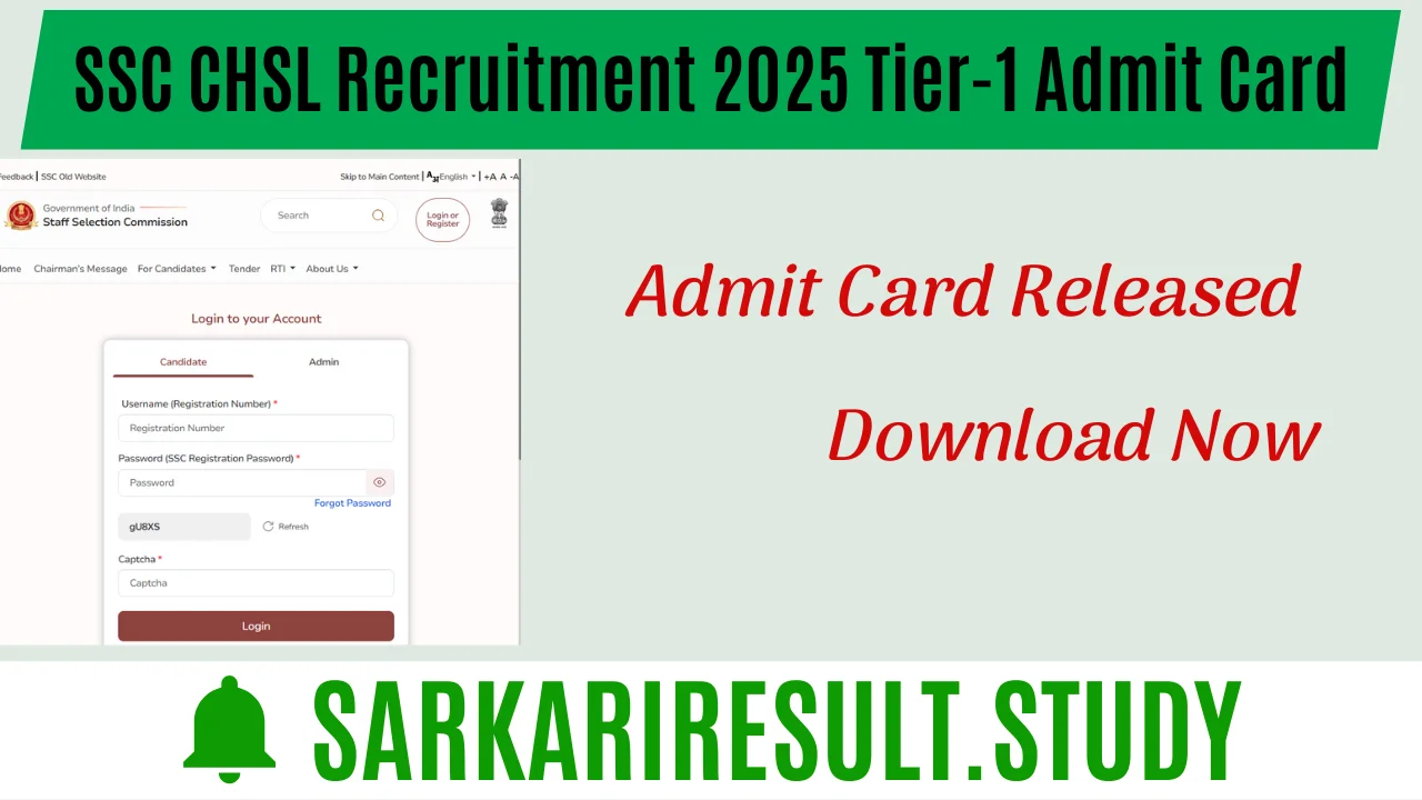 SSC CHSL Recruitment 2025 Tier-1 Admit Card