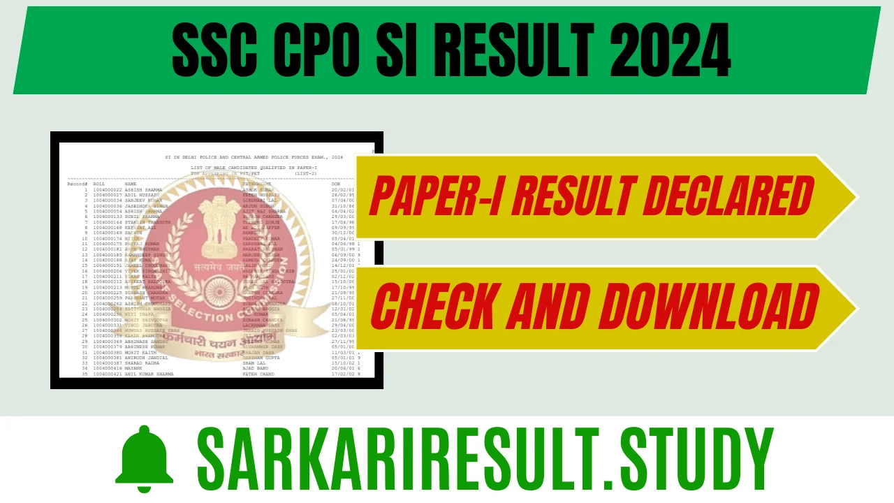 SSC CPO SI Result 2024