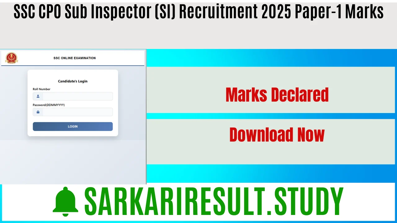 SSC CPO Sub Inspector (SI) Recruitment 2025 Paper-1 Marks