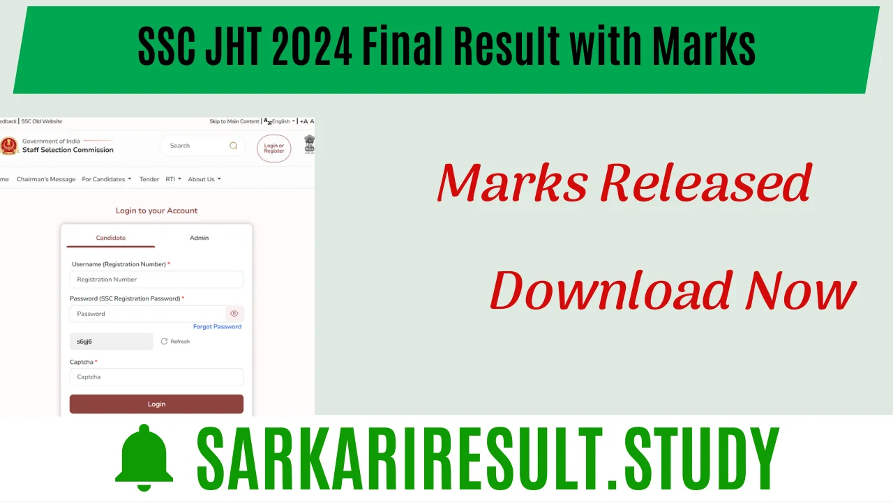 SSC JHT 2024 Final Result with Marks