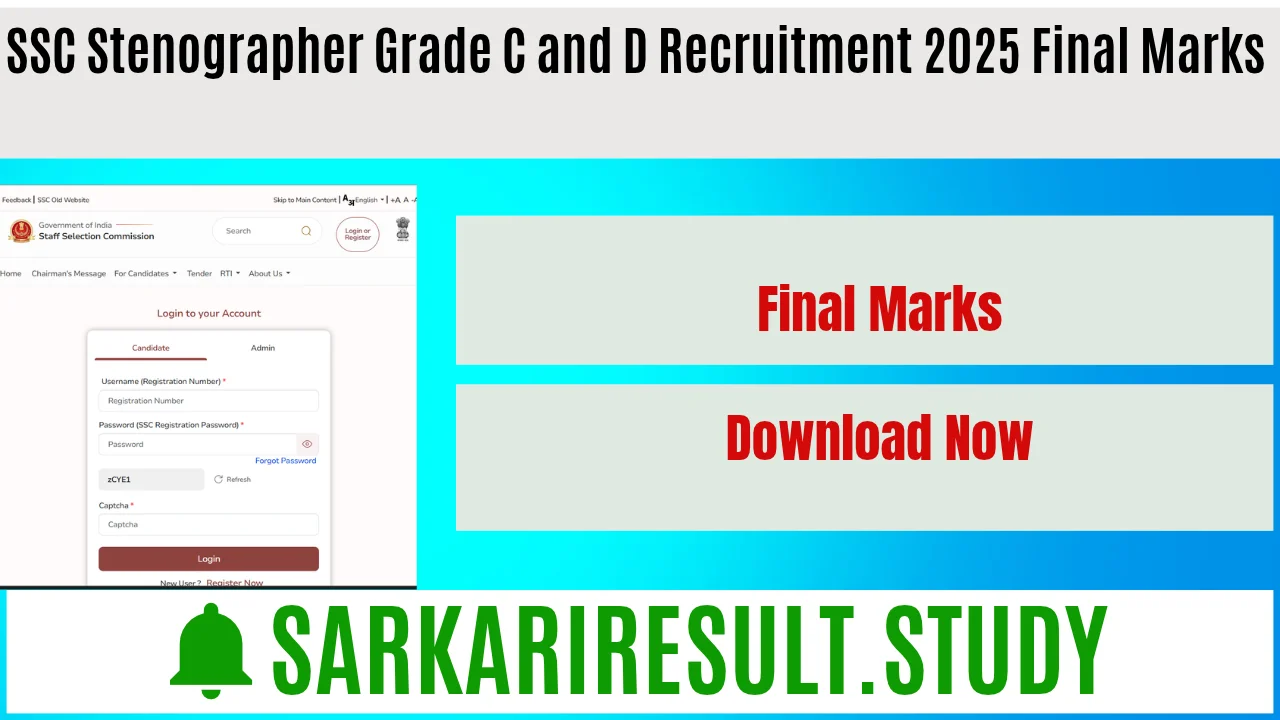 SSC Stenographer Grade C and D Recruitment 2025 Final Marks 