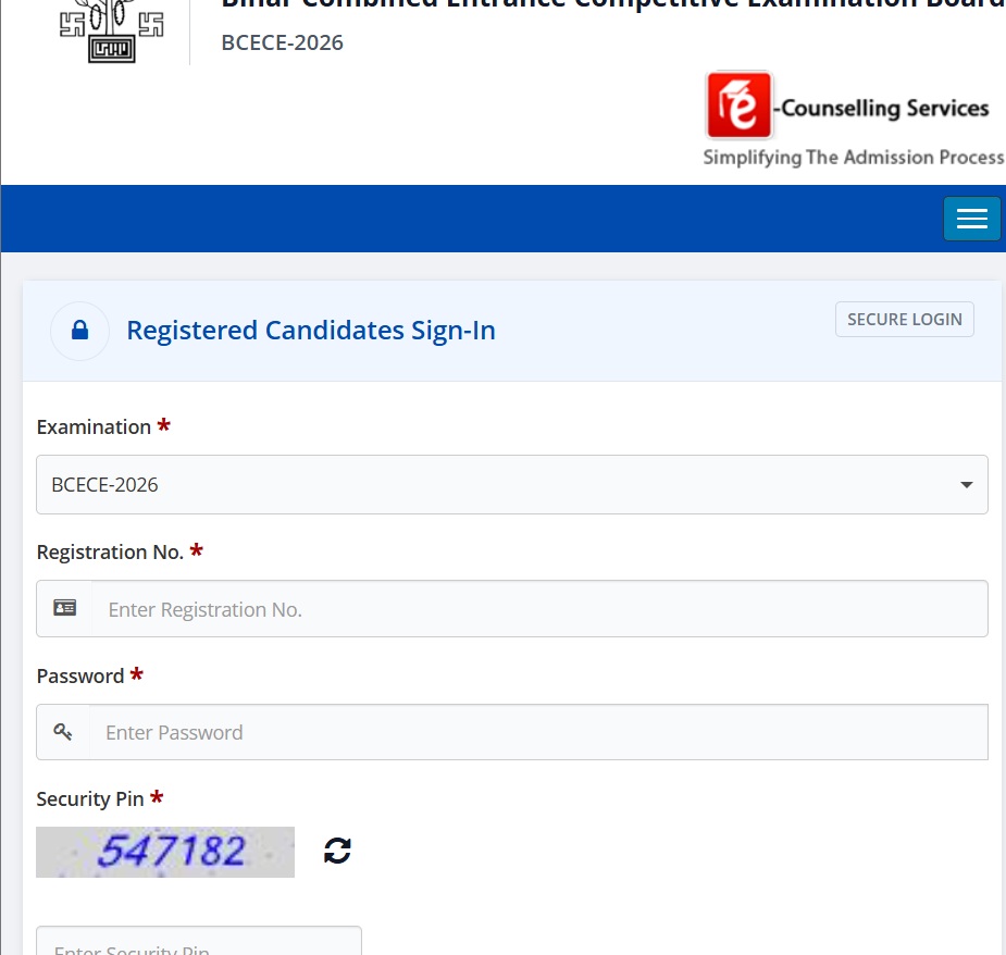 BCECEB Entrance Test 2026 Admit Card 