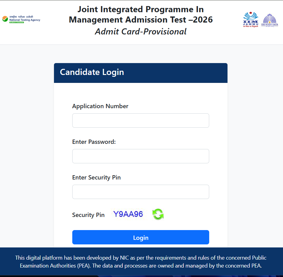 NTA JIPMAT Admissions 2026 Admit Card 