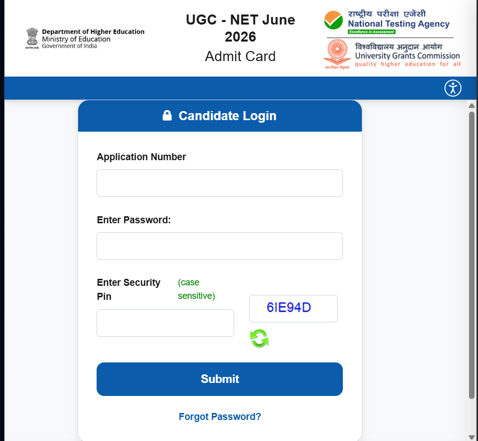 NTA UGC-NET June 2026 Admit Card 