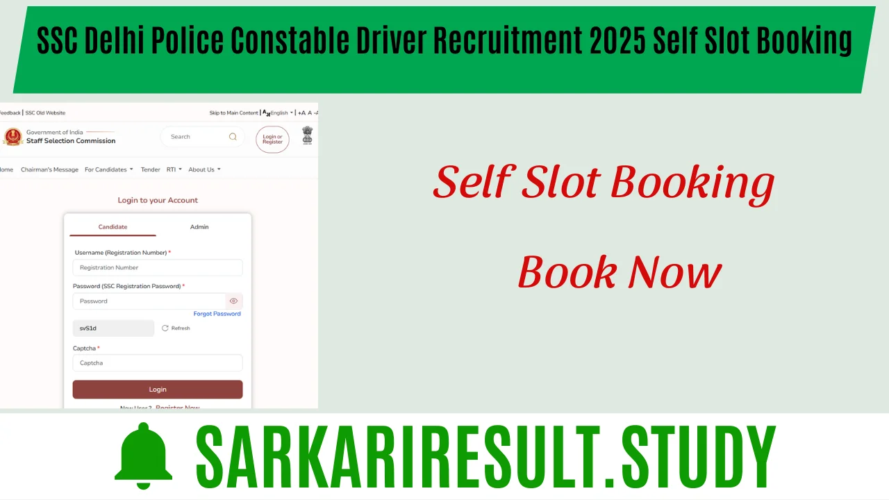 SSC Delhi Police Constable Driver Recruitment 2025 Self Slot Booking