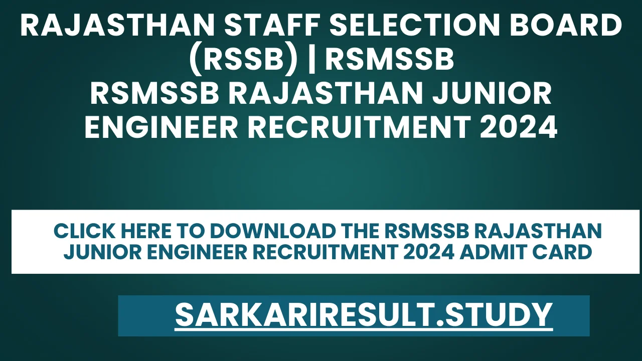 RSMSSB Junior Engineer 2024 Admit Card