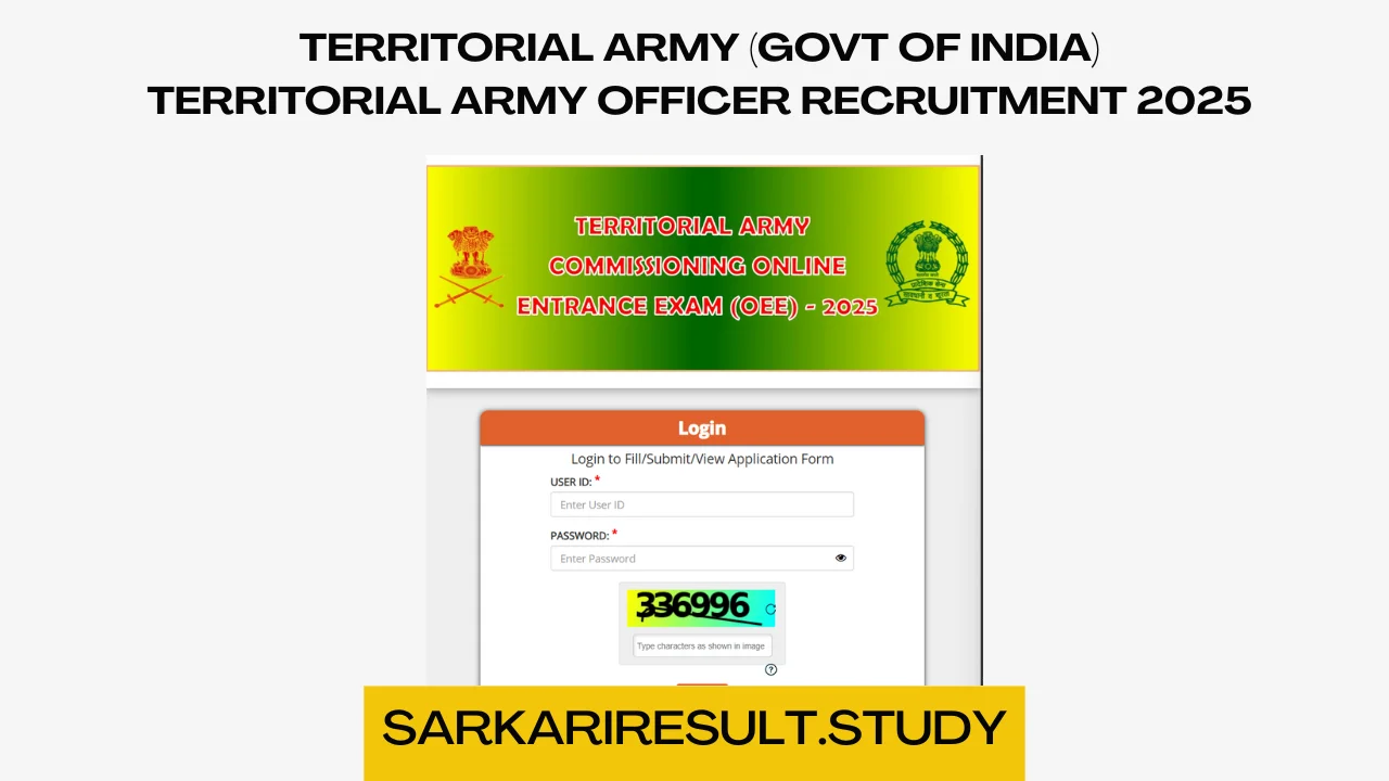 Territorial Army Officer Recruitment 2025 Admit Card 