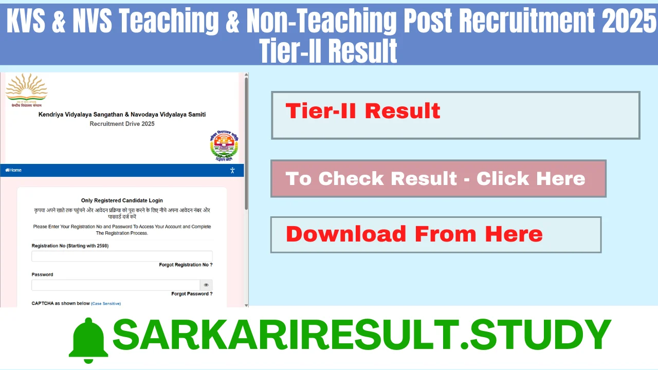 KVS & NVS Teaching & Non-Teaching Post Recruitment 2025 Tier-II Result 