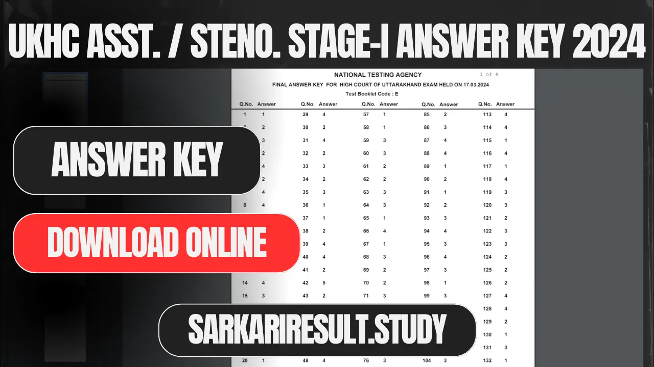 UKHC Asst. / Steno. Stage-I Answer Key 2024