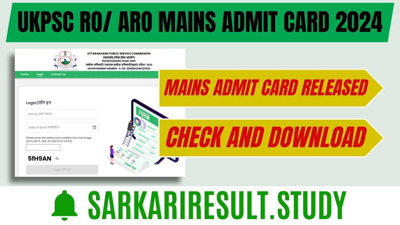 UKPSC RO/ ARO Mains Admit Card 2024