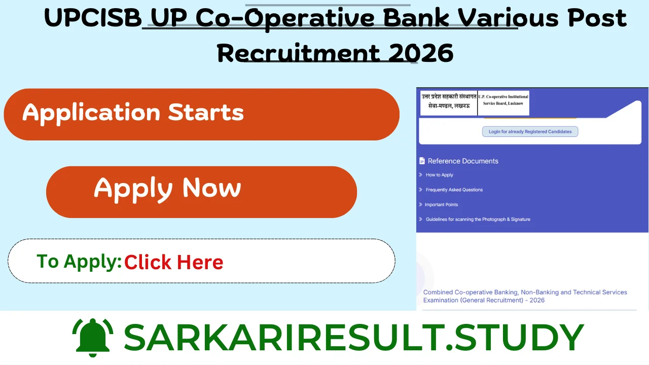 UPCISB UP Co-Operative Bank Various Post Recruitment 2026