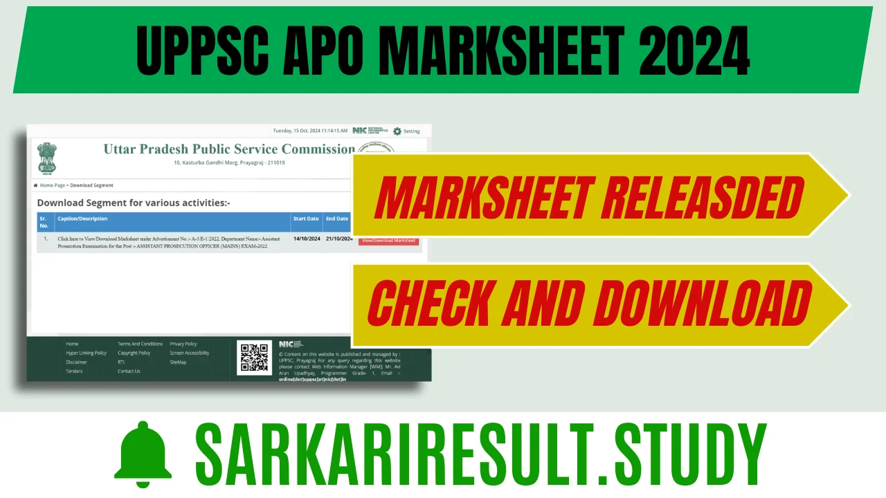 UPPSC APO Marksheet 2024