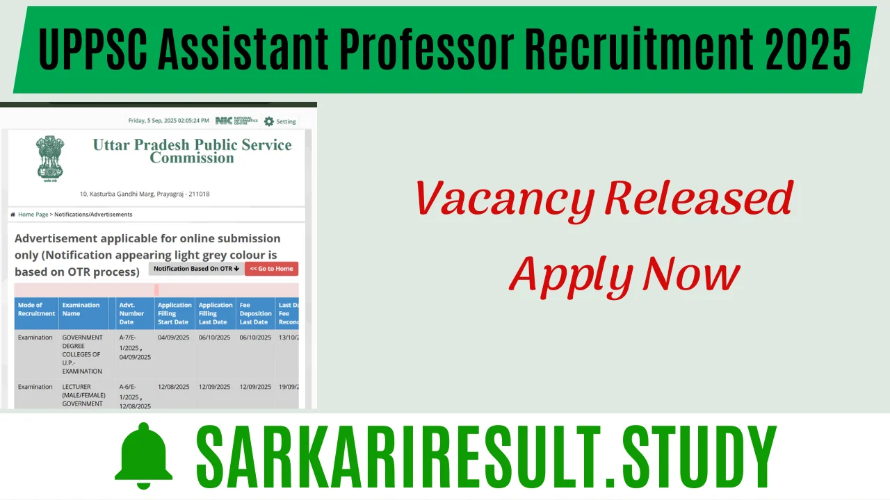 UPPSC Assistant Professor Recruitment 2025