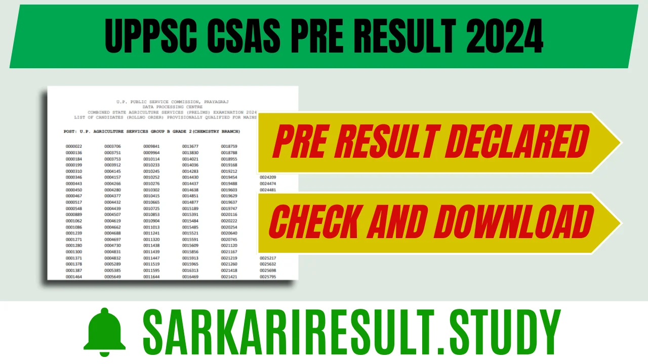 UPPSC CSAS Pre Result 2024