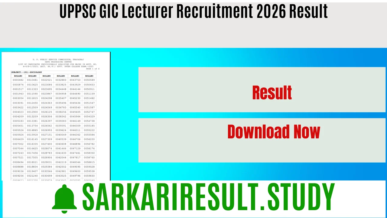 UPPSC GIC Lecturer Recruitment 2026 Result