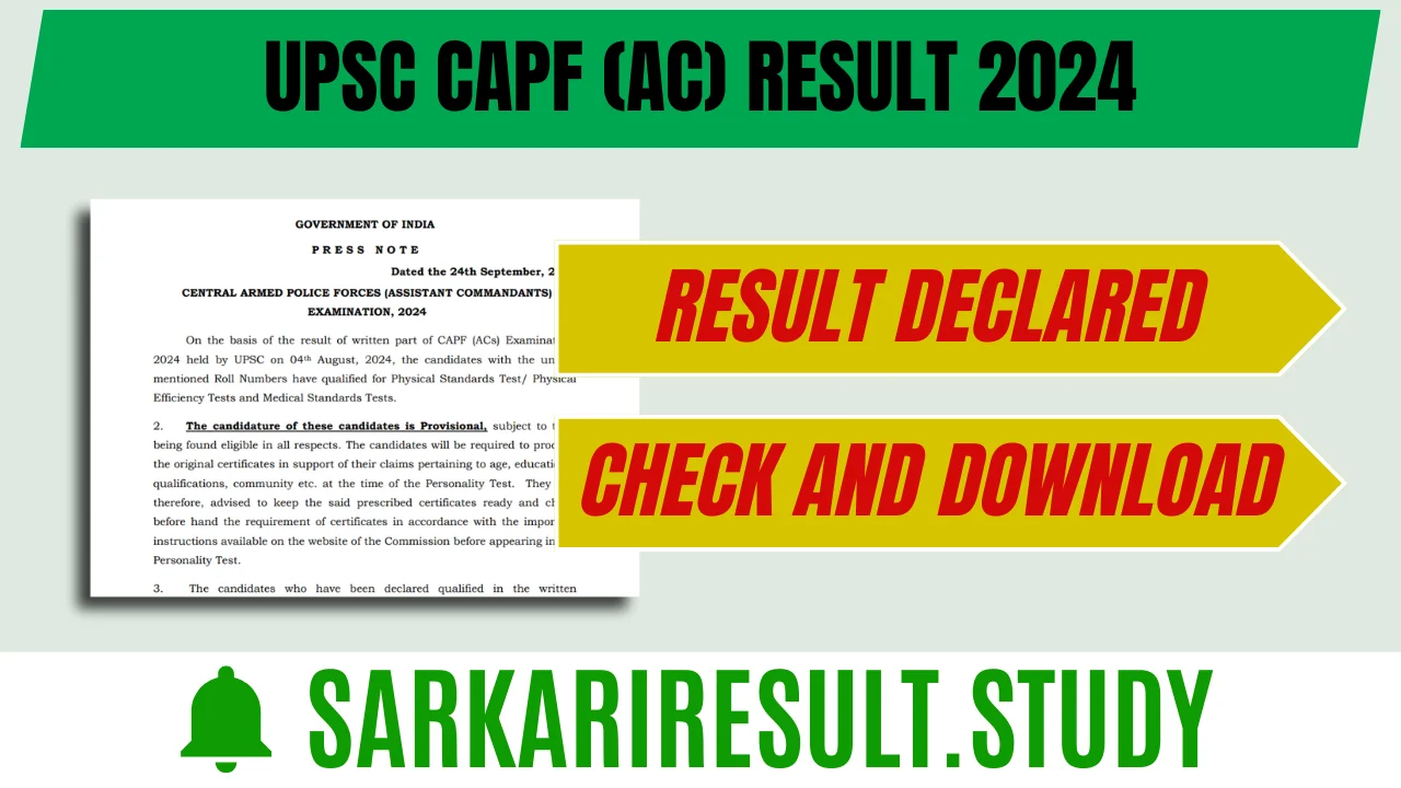 UPSC CAPF (AC) Result 2024