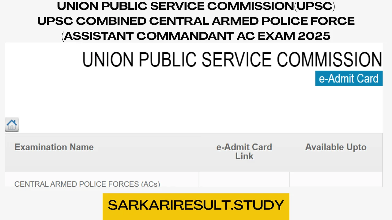UPSC CAPF Assistant Commandant AC Recruitment 2025 Admit Card 