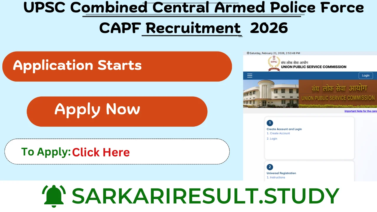 UPSC Combined Central Armed Police Force CAPF Recruitment  2026