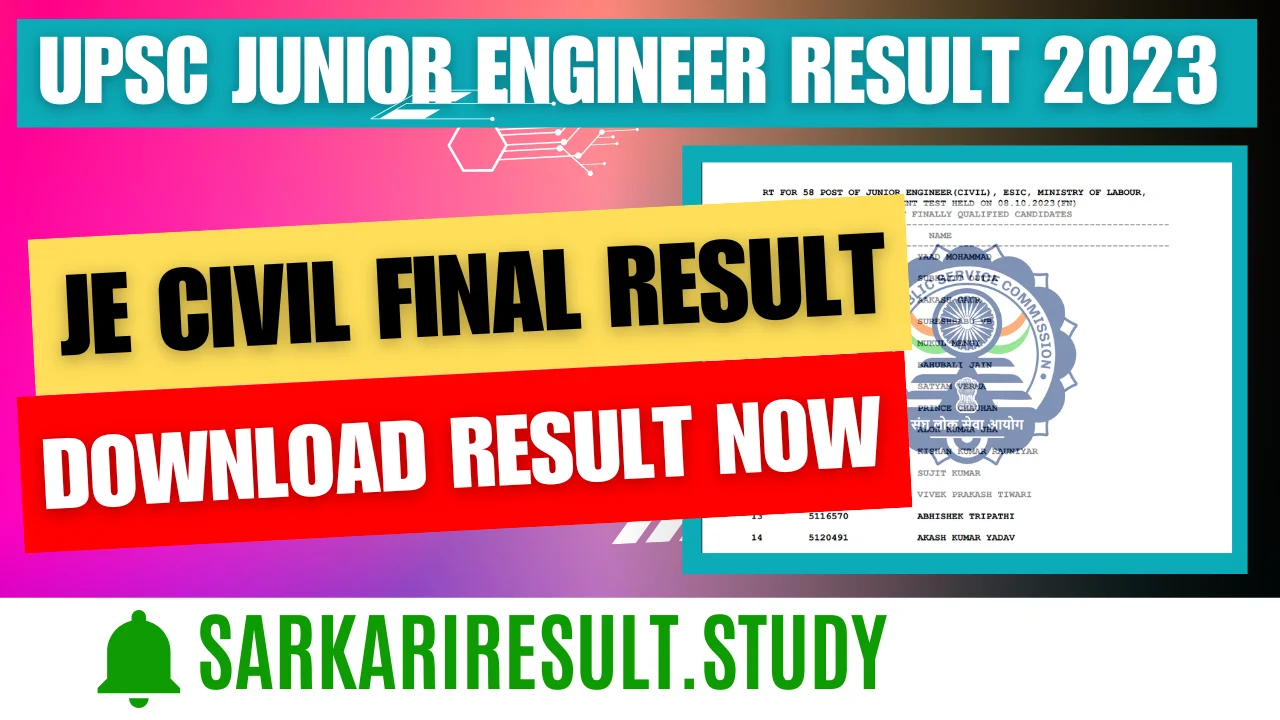 UPSC Junior Engineer Result 2023