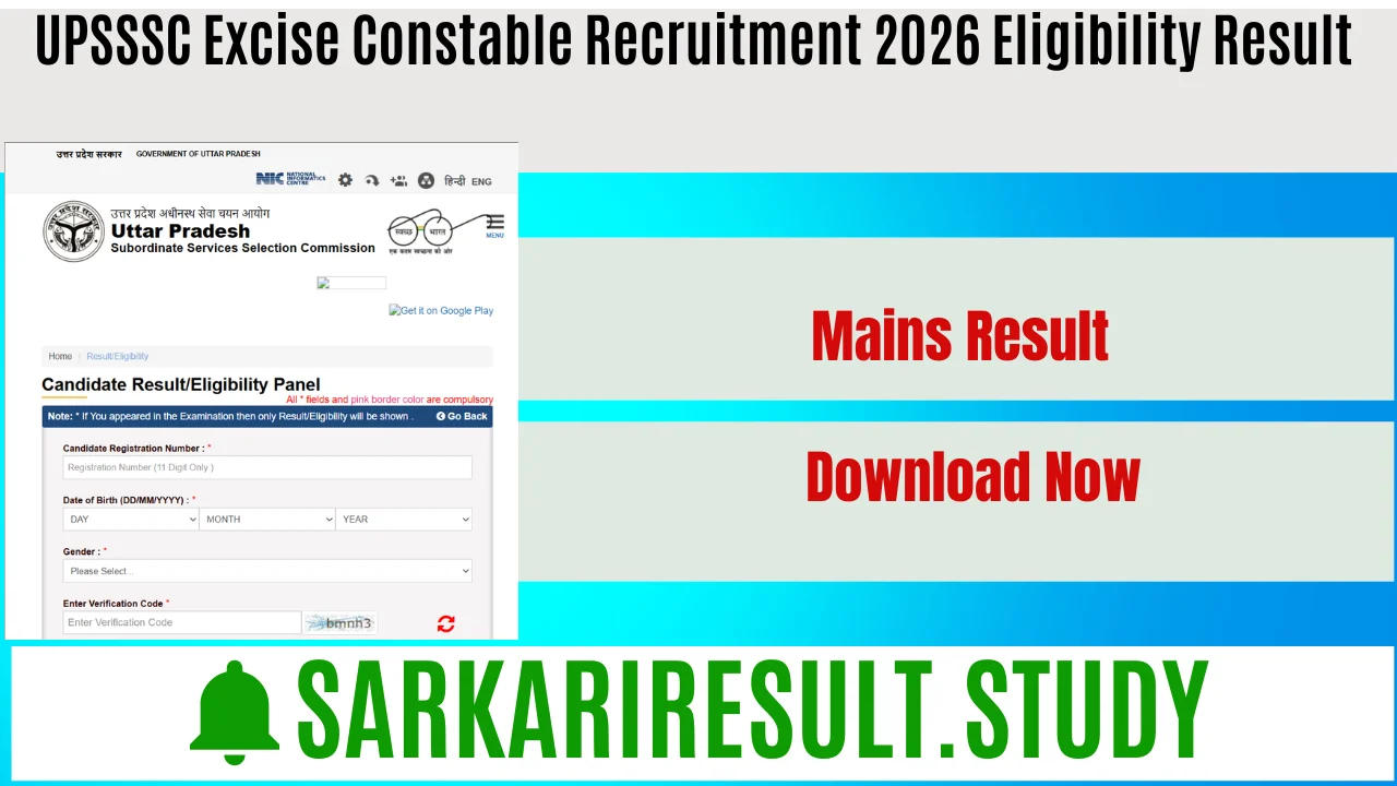 UPSSSC Excise Constable Recruitment 2026 Eligibility Result 