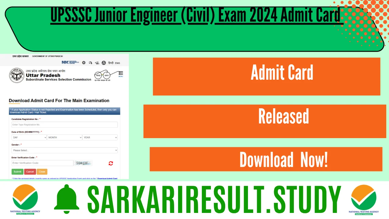 UPSSSC JE Civil Recruitment 2024 Admit Card 