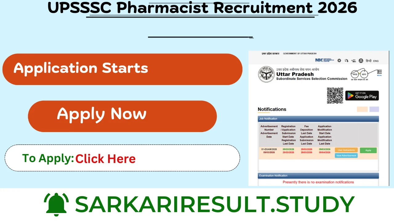 UPSSSC Pharmacist Recruitment 2026