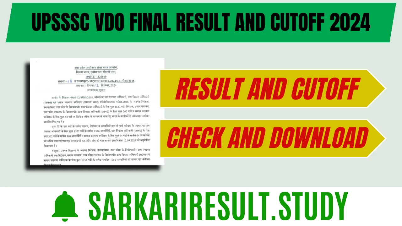 UPSSSC VDO Final Result and Cutoff 2024