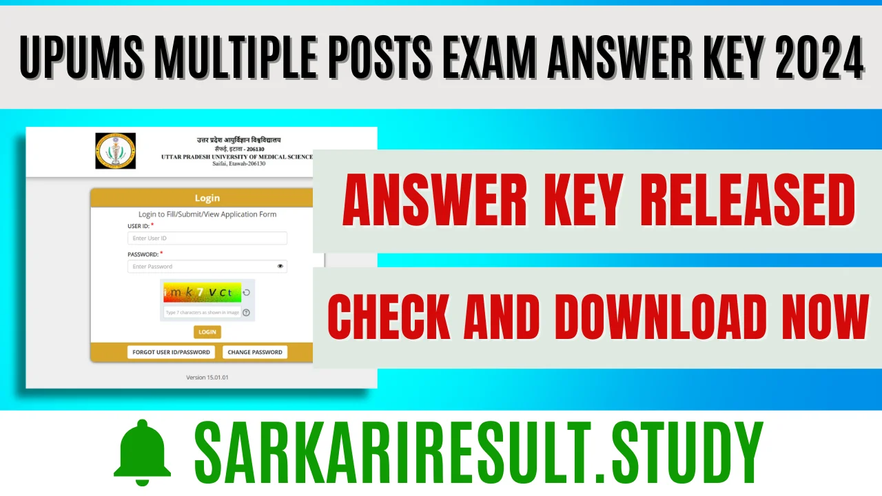 UPUMS Multiple Posts Exam Answer Key 2024