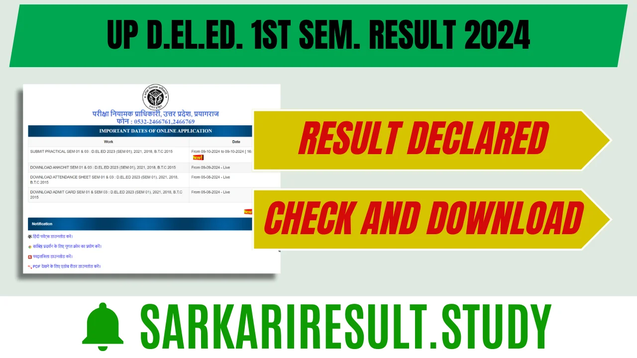 UP D.El.Ed. 1st Sem. Result 2024