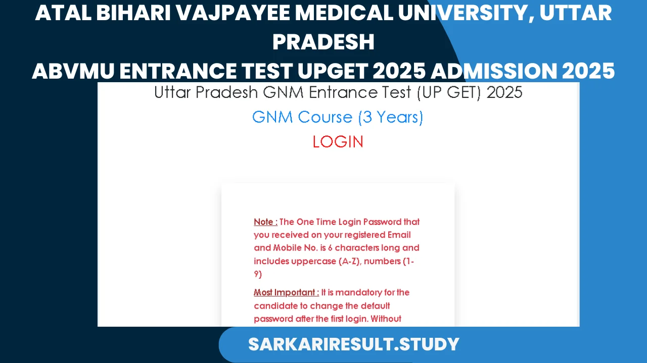 UP GNM Entrance Test UPGET 2025 Admissions 2025 Admit Card