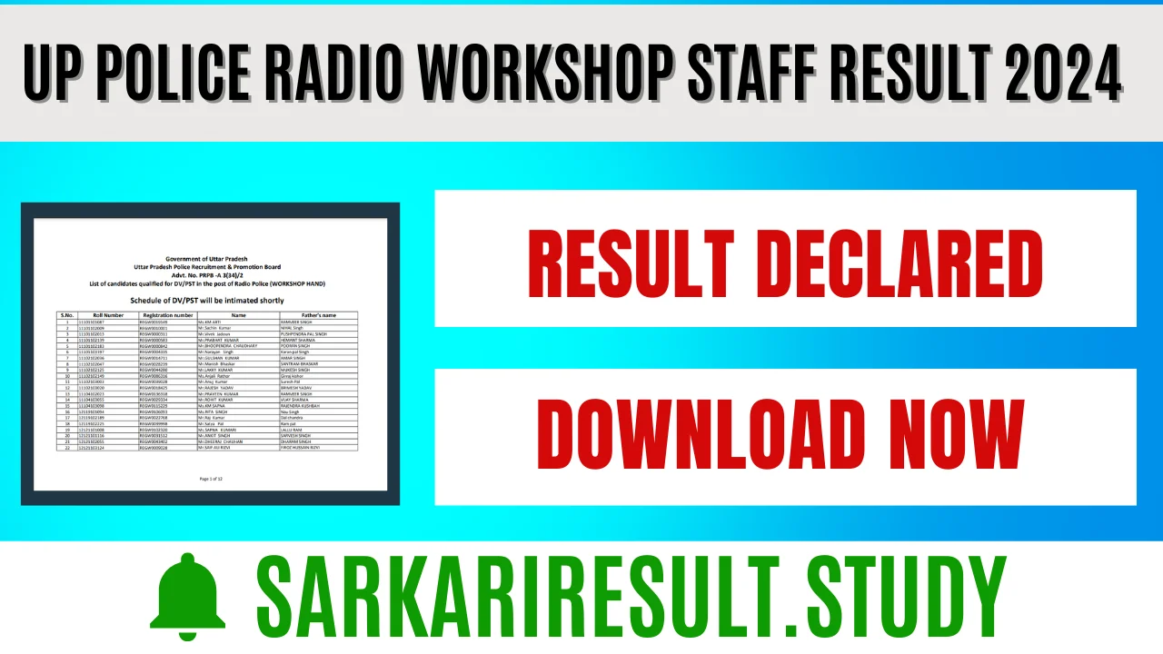 UP Police Radio Workshop Staff Result 2024