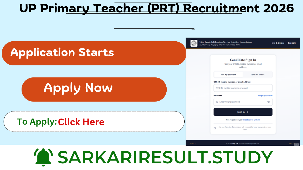 UP Primary Teacher (PRT) Recruitment 2026
